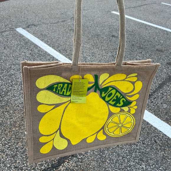 Trader Joe’s Citrus Jute Bag large reusable shopping bag fresh lemon - Picture 2 of 2